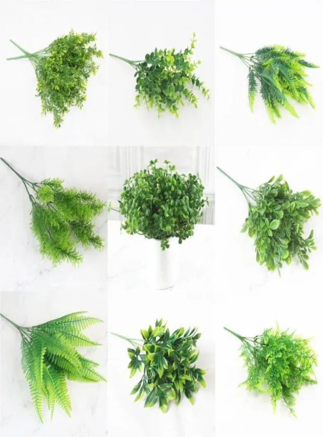 Decorative Flowers Wreaths Artificial Shrubs Creative Plant Ferns Simulation Plastic Flower Fern Wall Material Accessories7211766