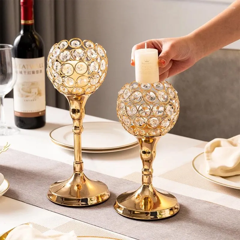 Candle Holders Home Decor Wedding Centerpieces Center Table Living Room Gift European Style Metal Holder Glass Handicraft Golden Modern