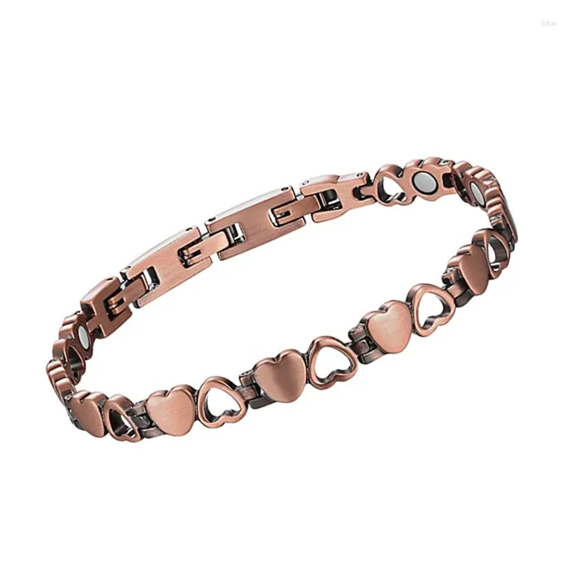 Pulseras de enlace Befoshinn Trendy Magnética Mujeres en forma de corazón Joyas Moda de joyería Fashion Bangle Pure Copper Bangle para