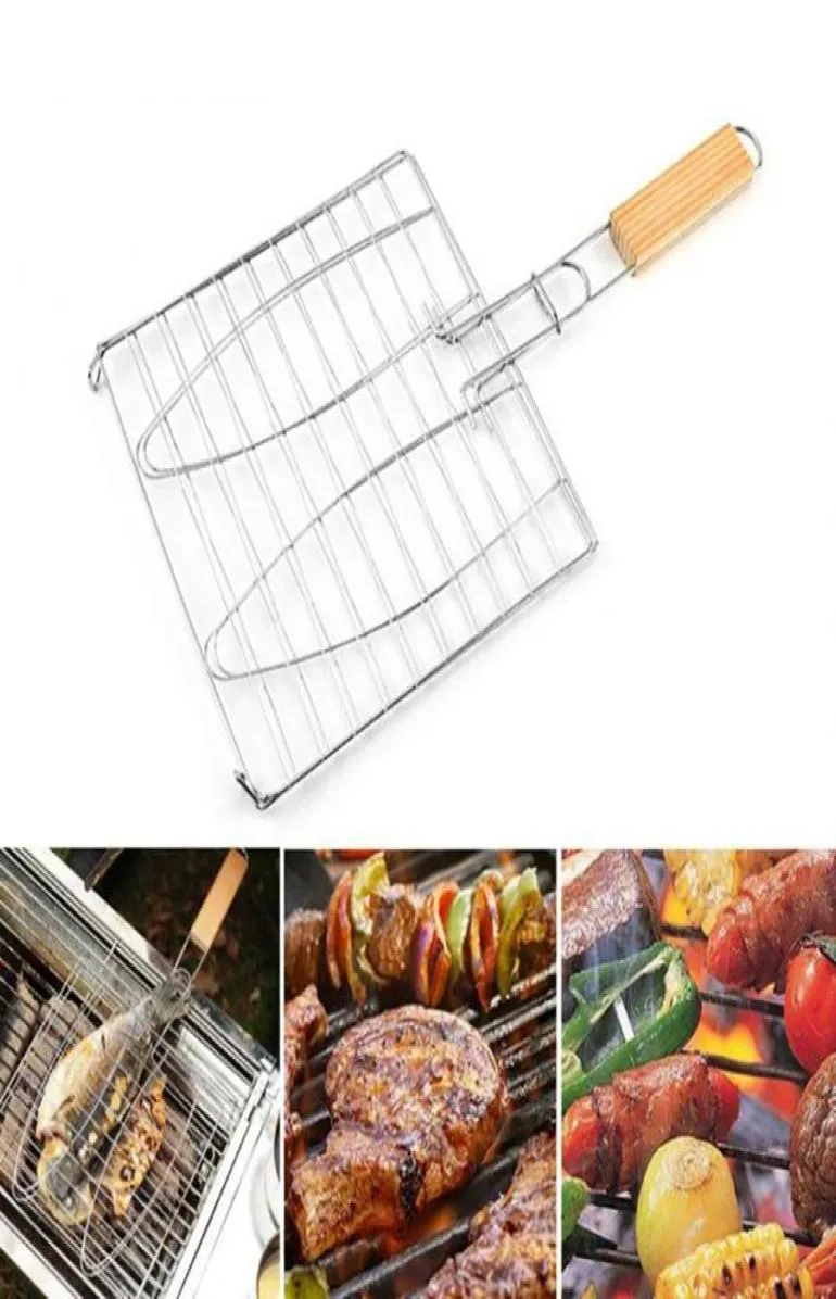 Werkzeugzubehör tragbarer Edelstahl Nicht -Stick -Grill -Korb BBQ Barbecue Tool Grill Mesh Net für Gemüsesteak Picnic8501979