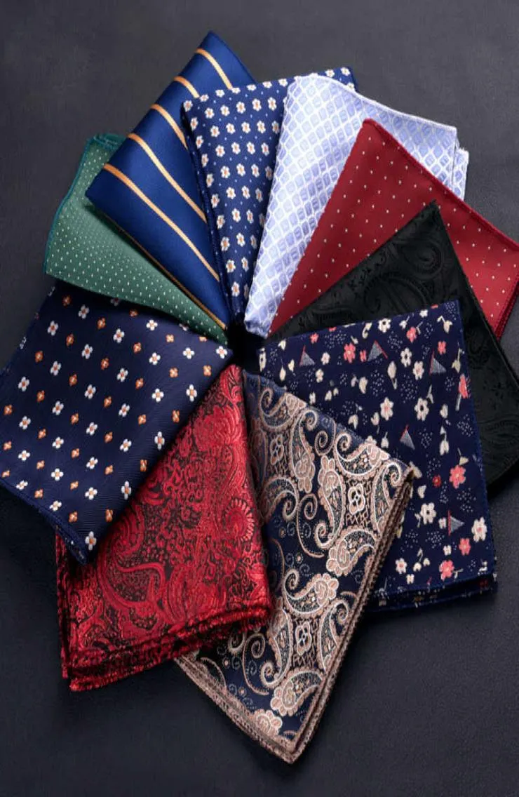 Homens de luxo lenço de seda de poliéster Pocket Square Polka Dot Hankies Festa de Casamento Towel8790114