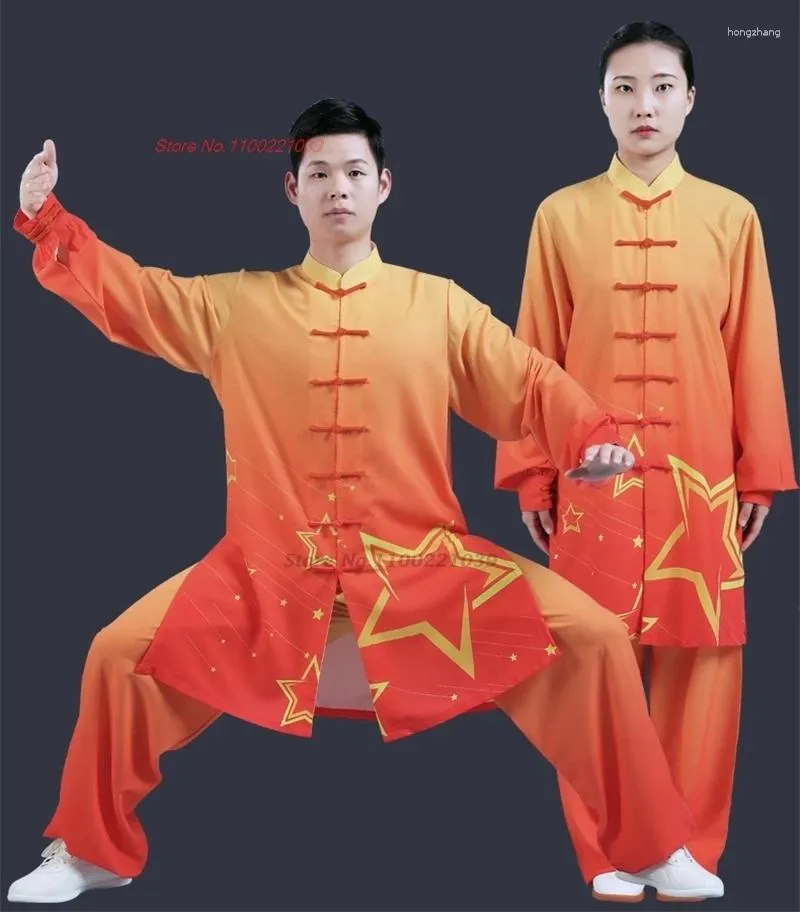 Ubranie etniczne 2024 Chińskie tai chi mundury tradycyjne wushu kungfu gradient kolorów sztuk walki skrzydło chun trening poranne ćwiczenie
