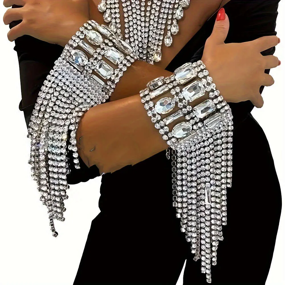 Kostuumaccessoires 1PCExquisite Sparkling Tassel Rhinestone Jewelry mode trouwfeest kristallen armband lichaam dragen accessoires