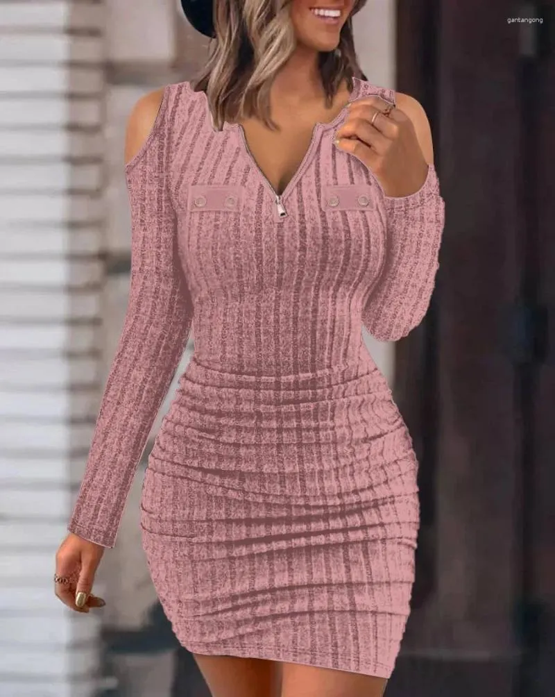 Lässige Kleider Frauen schlank sexy sexy V-Ausschnitt Langsamen Herbst/Winter Elegant Office Dame Feste Farbe enge Gesäß Wicked Kleid S-XXL