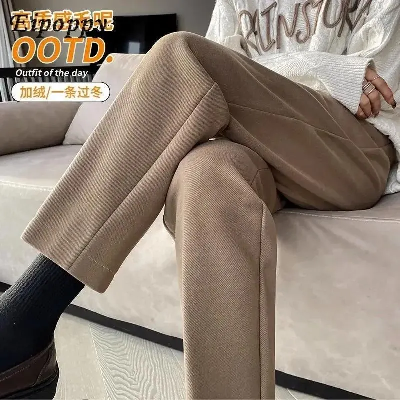 Women's Pants Woolen Suit Autumn Straight Slimming Velvet Thick Loose Cropped Slim-Fit Cigarette