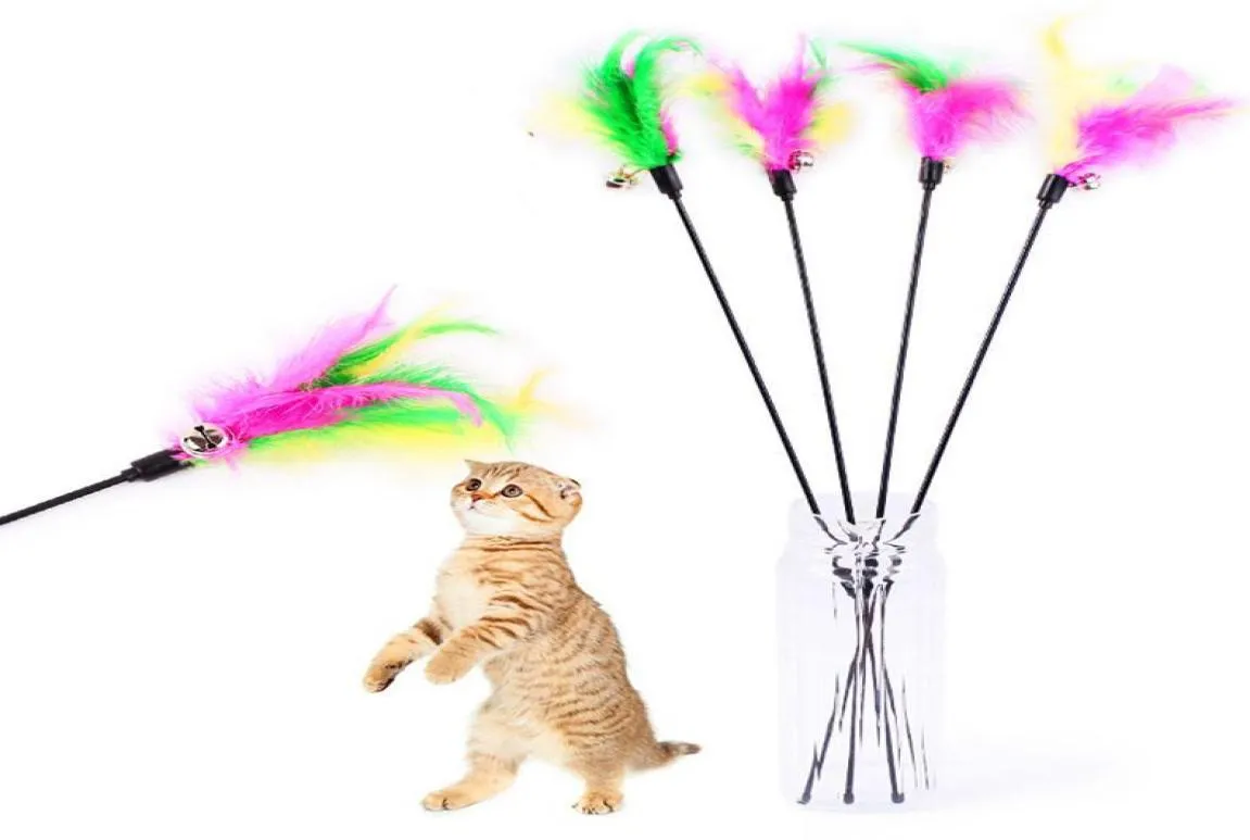 5pcs Cat Toys Soft Catful Cat plume Bell Rod Tyt pour chat chaton drôle jouant des fournitures pour animaux de compagnie de jouets interactifs2903949