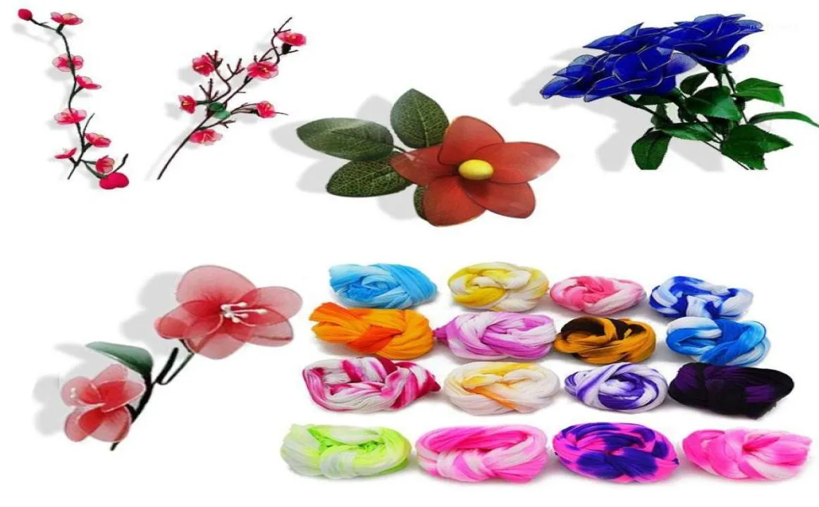 Decoratieve bloemen kransen 5 -stks kleurrijke trekheid nylon kous kunstmatige zijden bloem make materiaal Diy handgemaakt ambachtelijke huis W909810