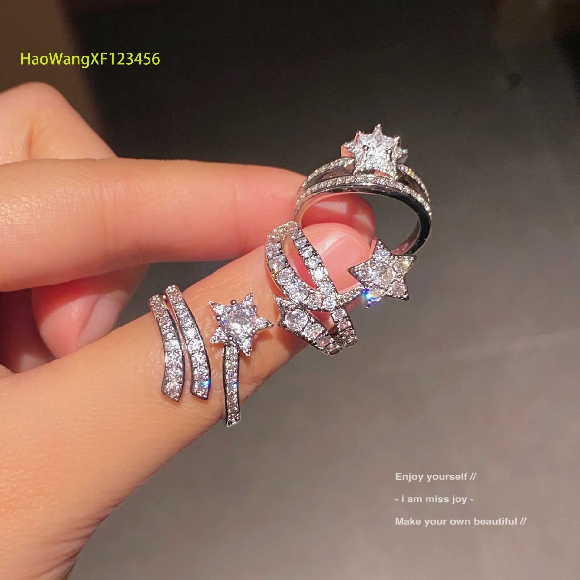 New Creative Comet Small Fresh Micro Diamond Ring Adjustable Statement Wedding Band Engagement Rings For Women