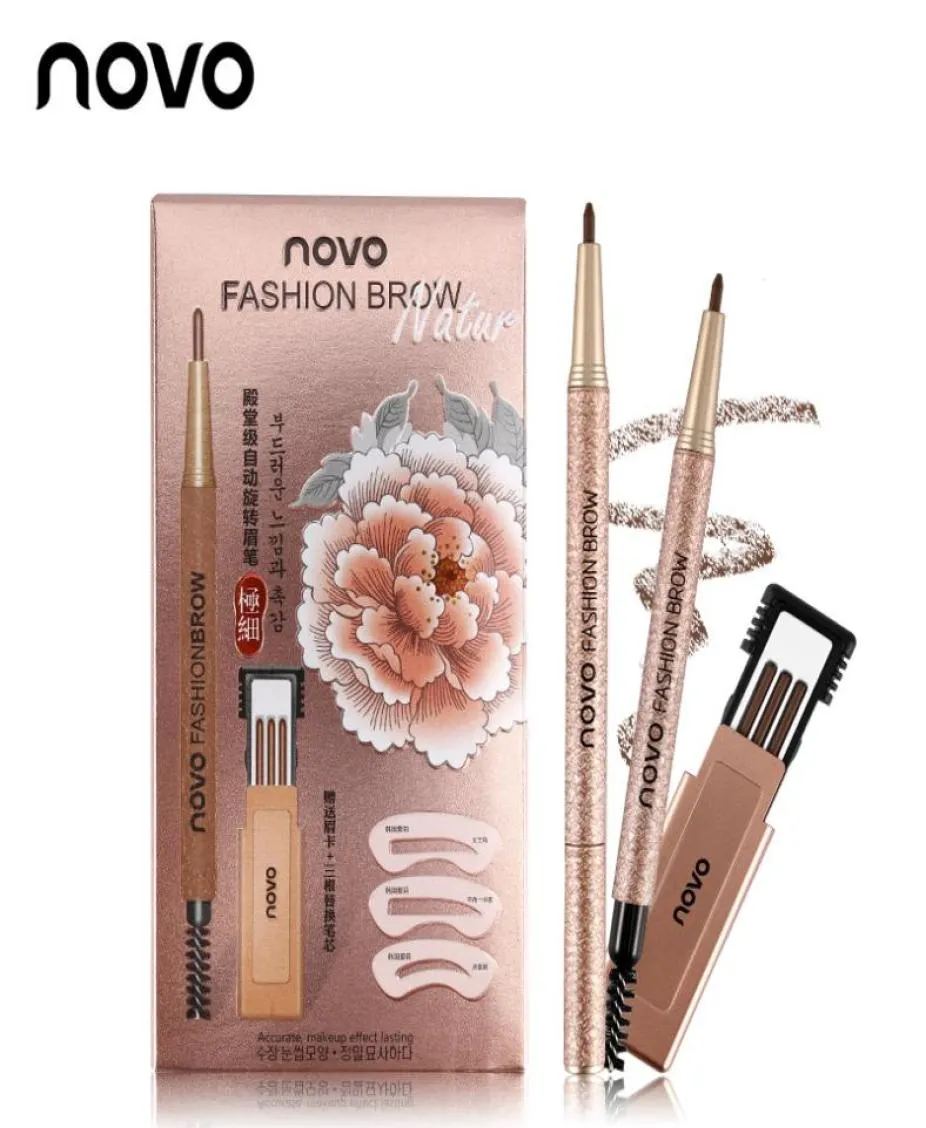 4colors novo眉毛鉛筆1セット3pcs pencil3pcs eye brows brows brows wateprate waterproof long straping make up1995913を使用した新しいメイクアップセット