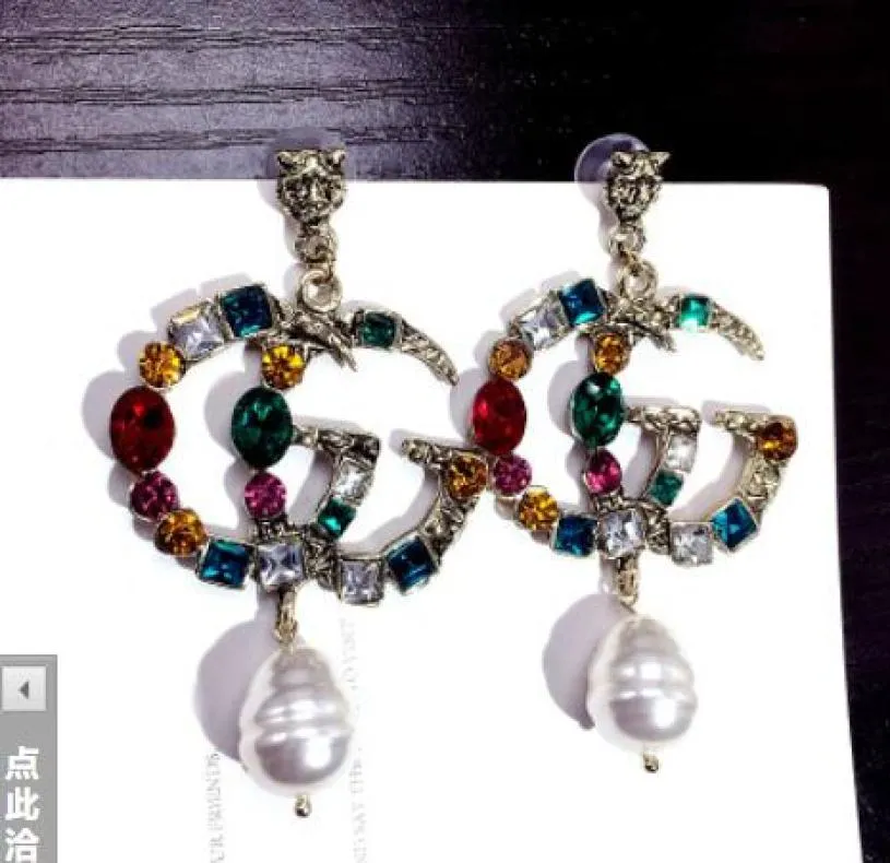 European Fashion Letters G Earrings Gold Silver Plated Ear Studs DoubleG Earddrop Fo1314r Women Girl Party Jewelry7617787