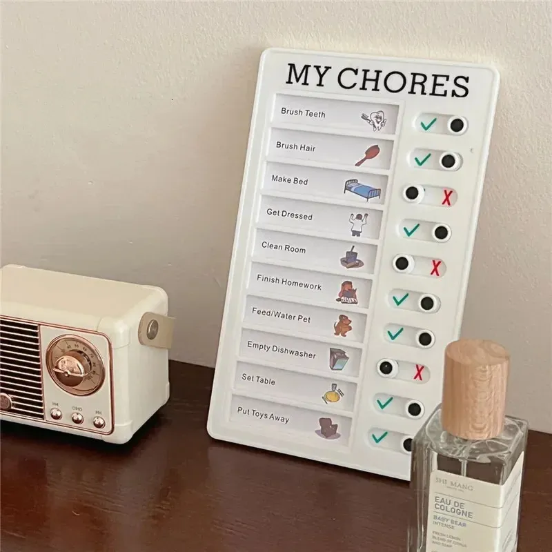 Herbruikbaar mijn klusjes checklist Daily Planner Memo Plastic Board Chore Chore Chart Verantwoordelijkheid Gedrag voor Kid Self Discipline Card 240420