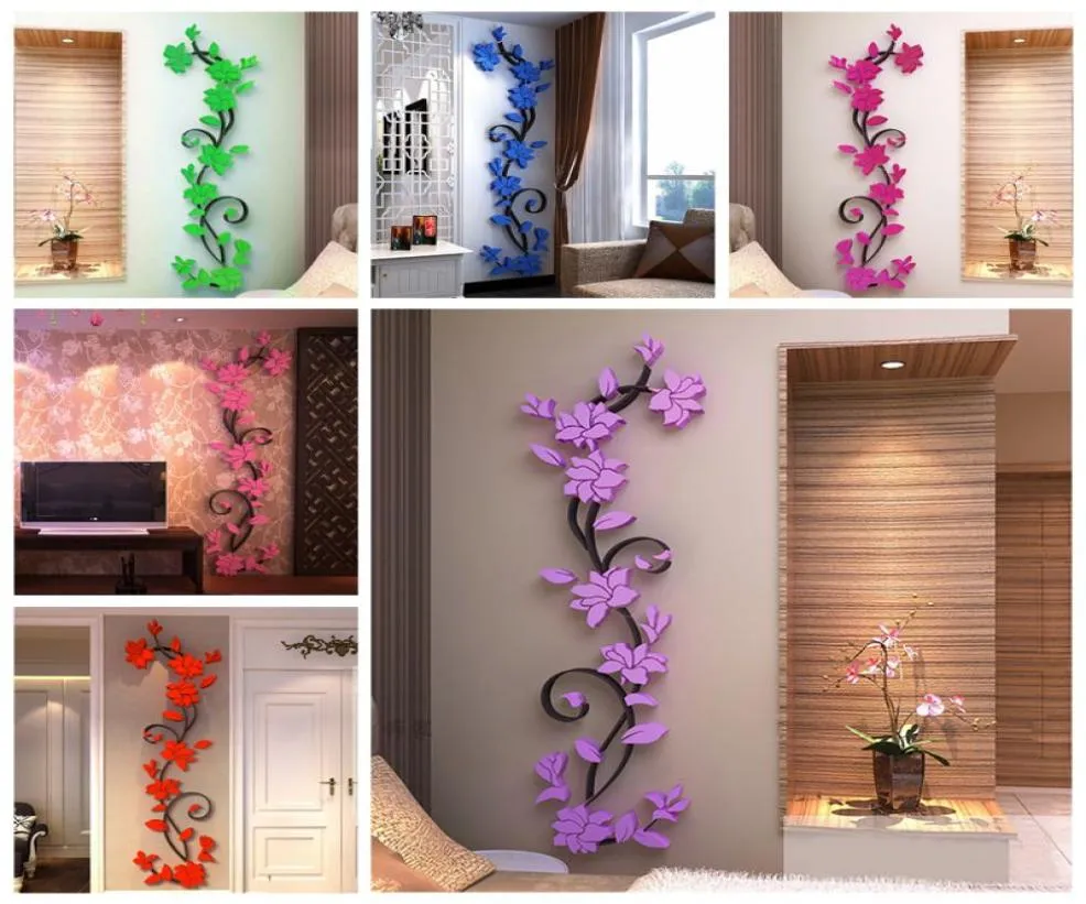 3D Vaso Flor Árvore Diy Removível Arte Vinil adesivos Decalque Decal