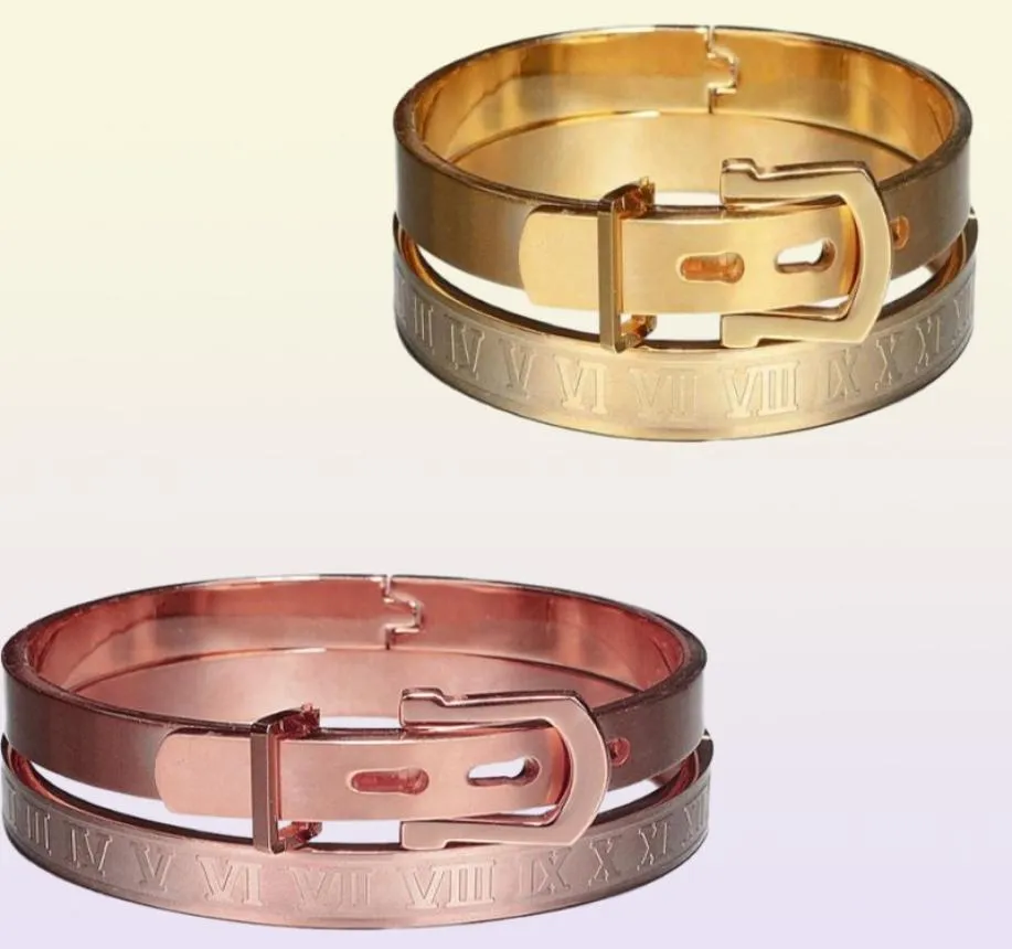 Classic Stainless Steel Bangle Luxury Cuff Bracelets Men Fashion Titanium Steel Type C ed Roman Numeral Bangle For Men71830082892728