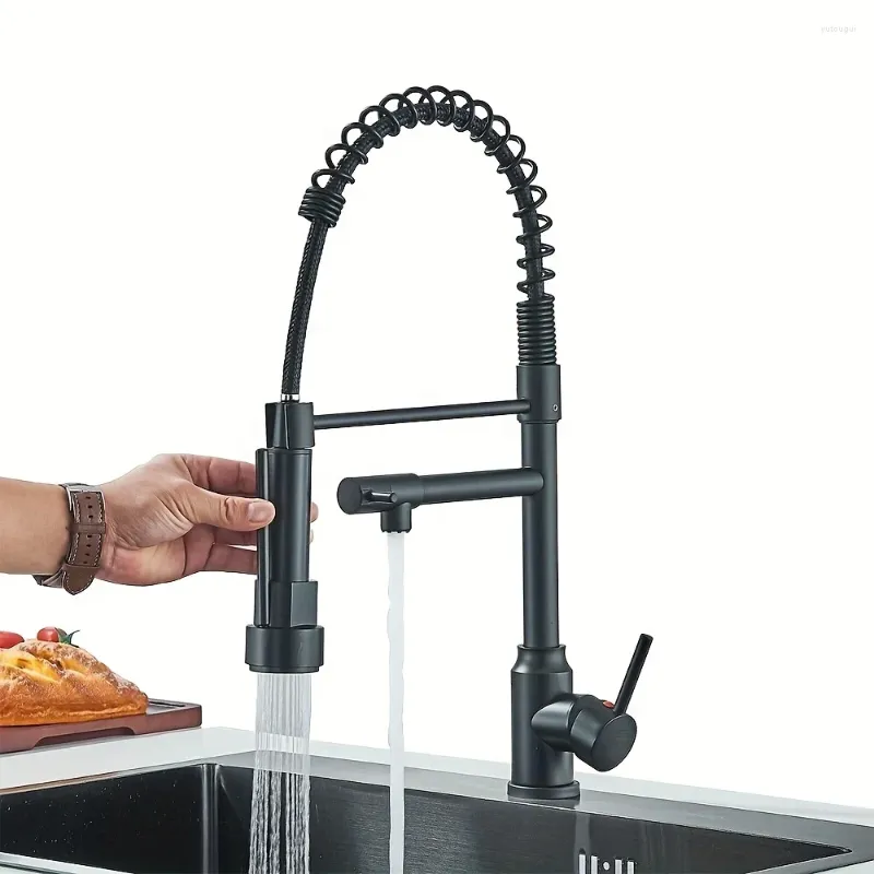 Rubinetti da cucina 1pc rubinetto nero opaco moderno - spruzzatore ad arco elevato con l'installazione di facile pulizia di 360 ° per uso domestico per l'uso domestico