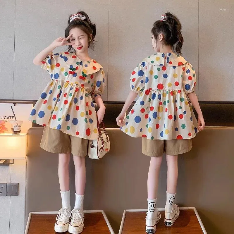 Clothing Sets Girls Summer Set Little Spring And Autumn Season Doll Shirt Short Sleeves Fashionable Casual Shorts