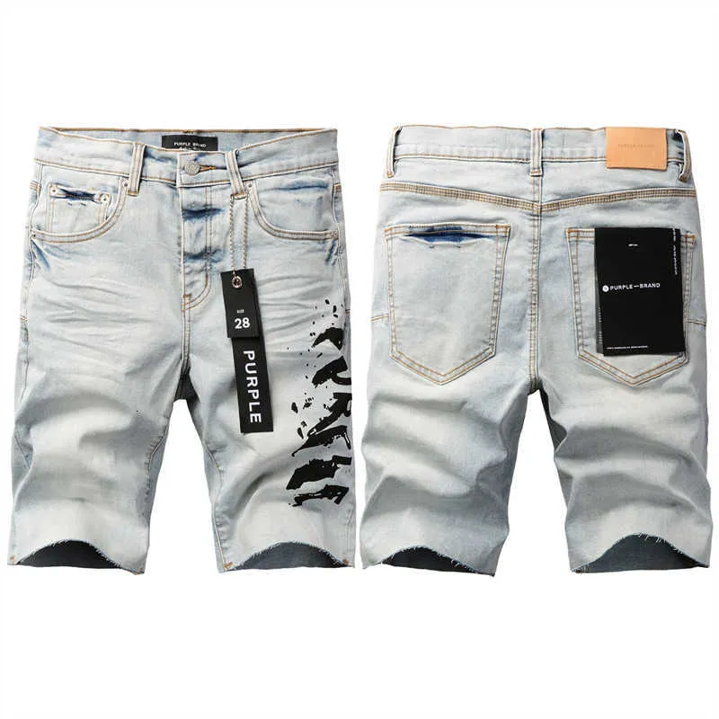 Lila Designer Herren Jeans Shorts Hip Hop Casual Short Knie Lenght Jean Kleidung 28-40 Größe Hochwertiger Shorts Denim Jeans Zpje