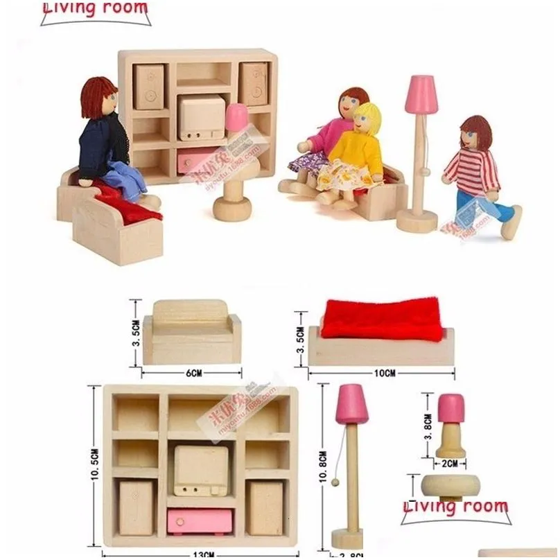 Tools Workshop 6 Set Style Funny Kids doet alsof rol houten speelgoed poppenhuis kinderkamer kamer dineren wonen romm miniatuur meubels drop deliv dh6rm