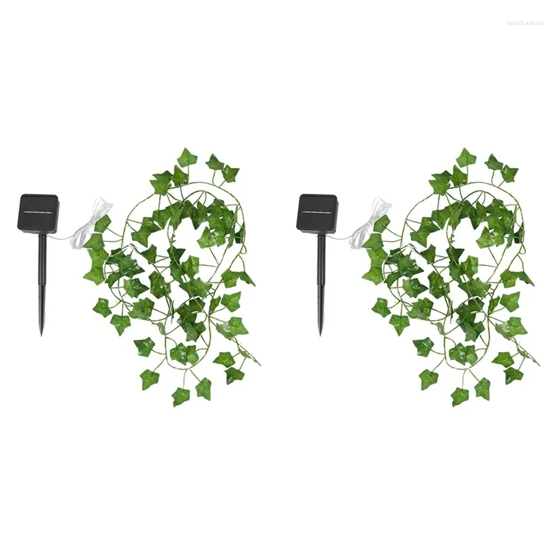 Cordes 32,8 pi 100 verts à LED Greeuts Feuilles de fées lumières de fée 2 pack à énergie solaire pour la cour de patio de jardin