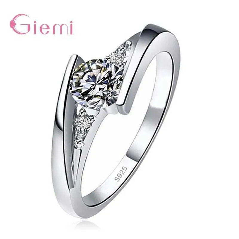 Bands Bands 100% Vrai 925 STERLSILVER FINGING RSTACKABLE CUBIC Zirconia Party RFour pour femmes Engagement Mariage Bijoux Jijoux J240429