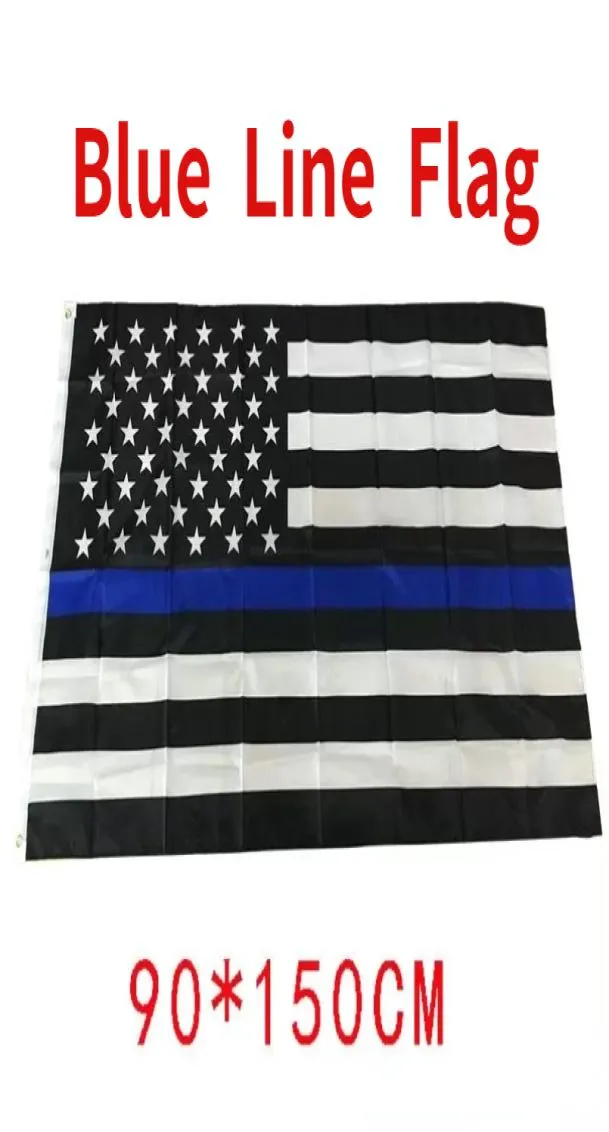 4 typer 90150cm Blueline USA Polisflaggor 3x5 fot tunt blå linje USA flagga svart vit och blå amerikansk flagga med mässing grommets 2181044