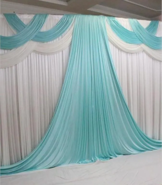 Bruiloft achtergronden met swags witte ijs zijden tiffanly gordijnen elegante achtergrond gordijn bruiloft rekwisieten feestdecoratie 2010ft9232177