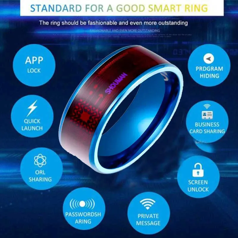 Anello da uomo di moda Magic Wear NFC Anello Smart Finger Digital per telefoni Android con anello di acciaio inossidabile coppia funzionale 240422