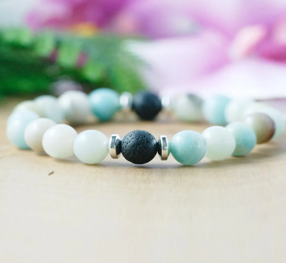 MG1083 Hoge kwaliteit Amazoniet Essentiële oliearmband Lava Bead Diffuser Bracelet Boho Mala Angst Bracelet Healing Gem Stone Ener1514298