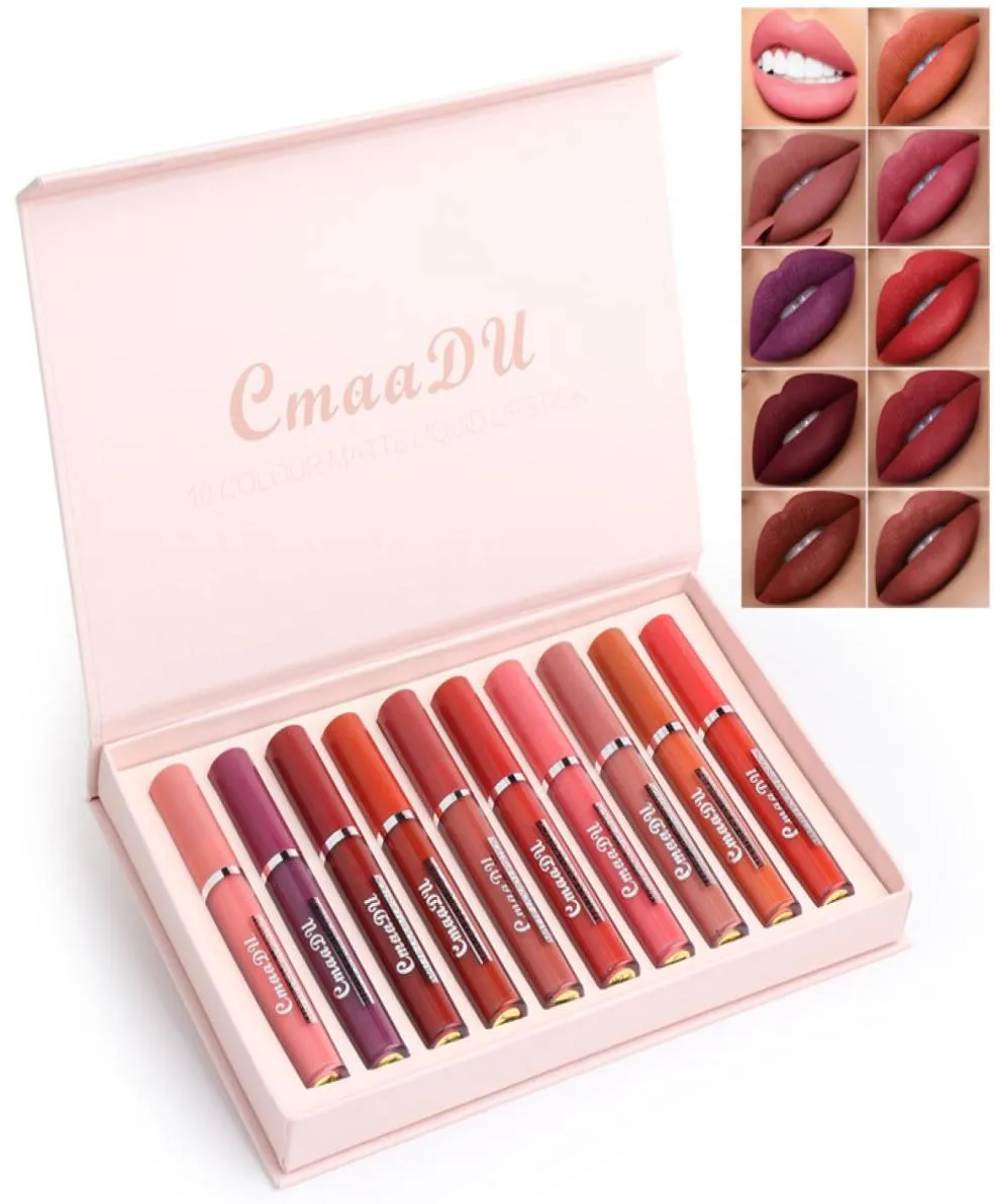 Cmaadu 10 Colors Matte Liquid Lipstick Set Waterproof Lip Gloss Longlasting Lip gloss Kit8919966