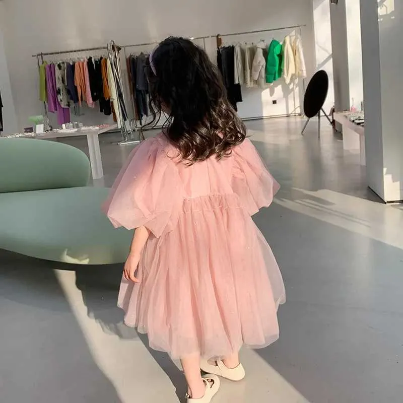Kız Elbiseleri Elbise O boyun yakalı Kısa Kollu Diz Uzunluğu Kazak Konfor Tasarlanabilir Yumuşak Moda Modern Yaz Bahar Çocukları