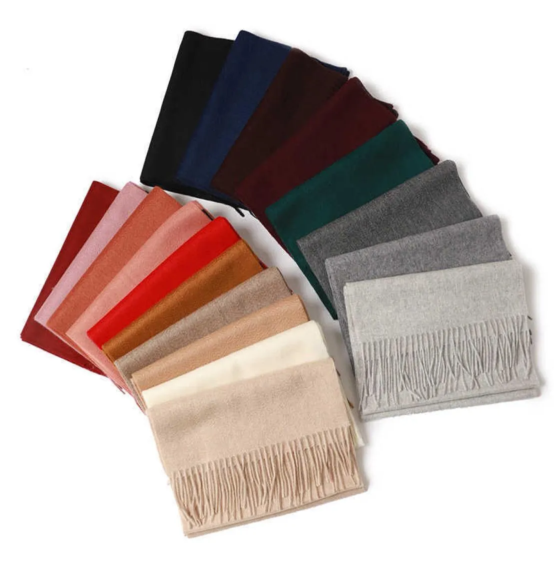 Anpassade vinterdamer Pure 100 Cashmere Scarves Shawls Designer Luxury Long Tassel Pashmina Wool Stoles Scarf For Women Men1698551