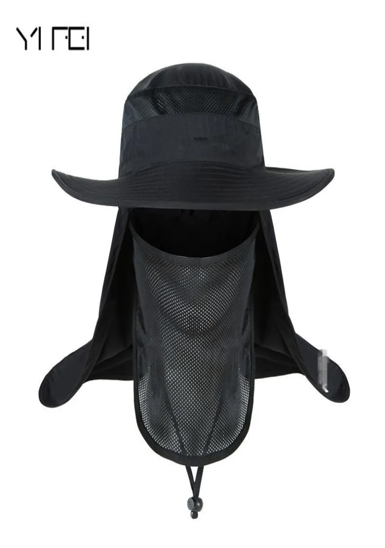 Yifei防水ビッグバケツの帽子は広い夏の新しい夏の風の帽子SPF 30 UV保護釣り帽子漁師キャップY22542611