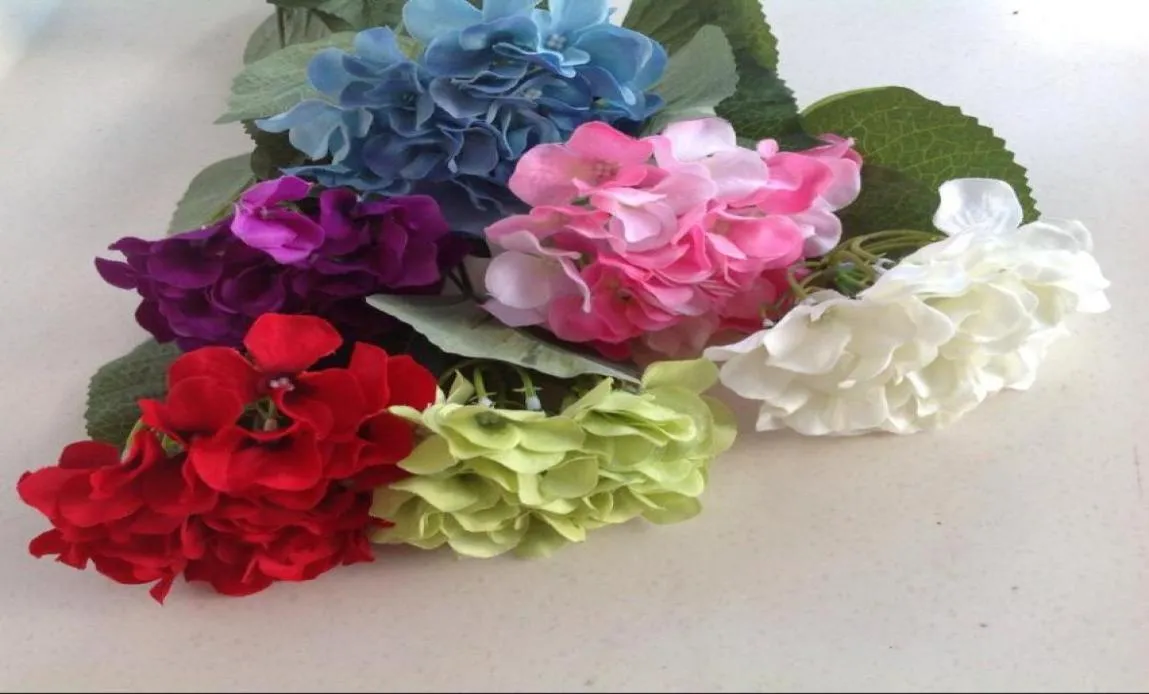 12 pezzi di seta Hydrancea artificiale Fino di ortenta fiore per centrotavola per bouquet per matrimoni Fiori decorativi per la casa festa di Natale HO6790472