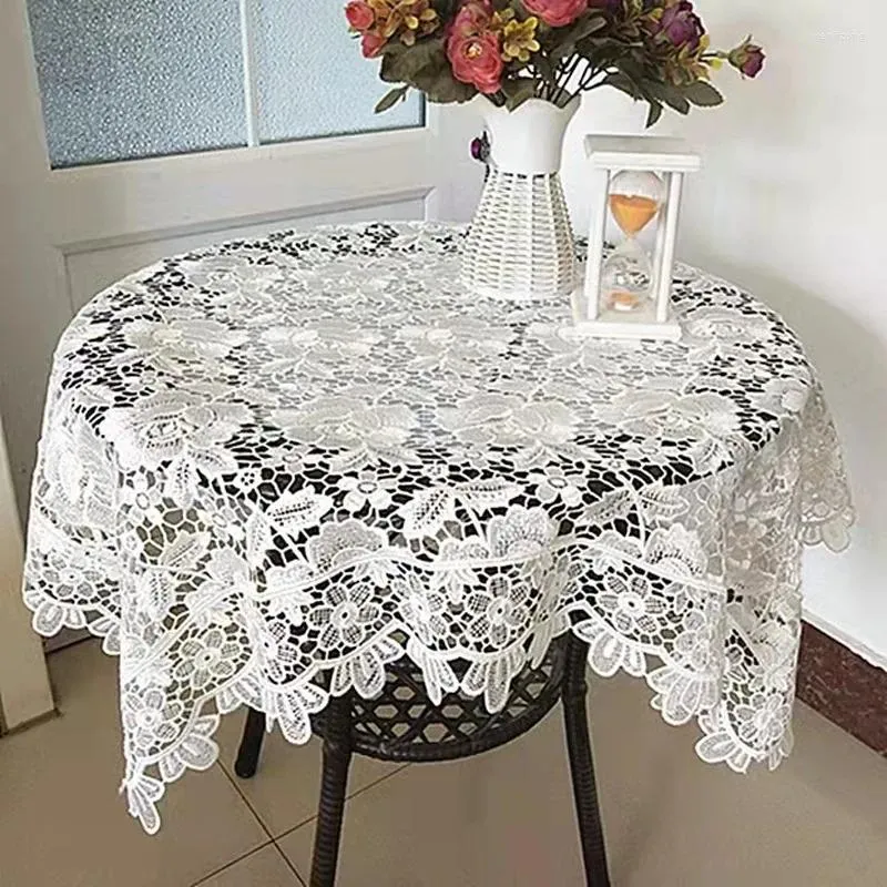 Tabela de mesa Flores de rosas brancas Bordado Capa Capinho de chá de chá de chá de mesa de mesa de cozinha Decoração de casa de natal