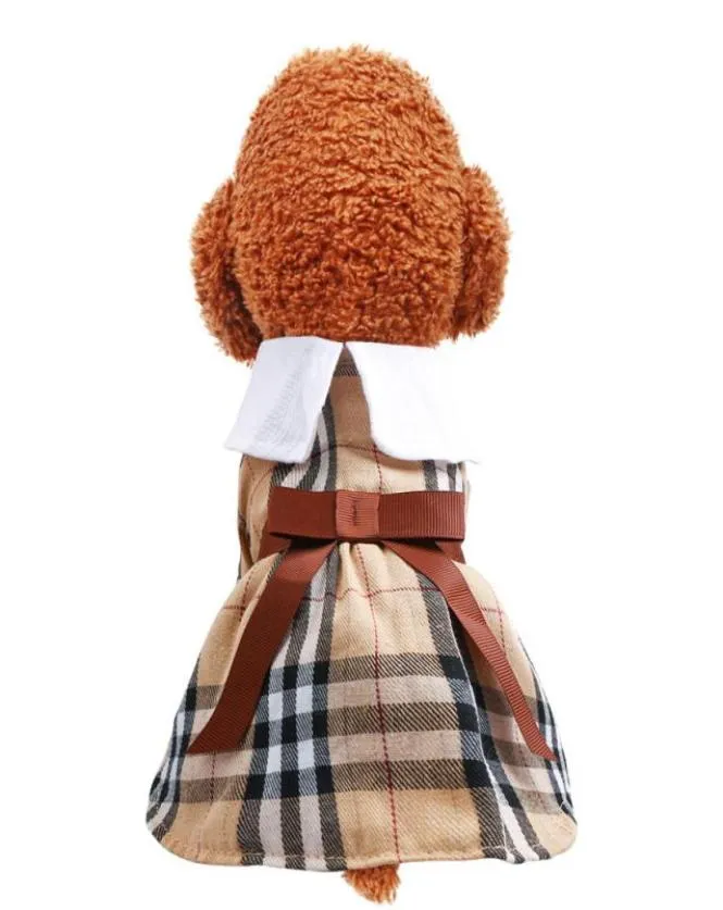 Designer Pet Dog Apparel Lady Summer Coffee Bow Robe Princesse en peluche Cat Mignon Claies Deux jambes Porte pour les petits chiens du milieu XSSMLXL9667329