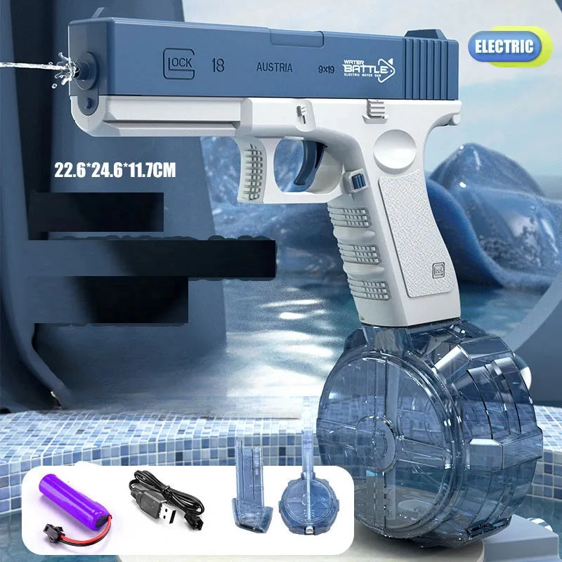 Водный пистолет электрический пистолет стреляет в игру игрушку Полная автоматическая летняя пляжная игрушка для детей, девочки для девочек, взрослые 240416