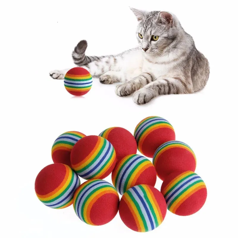 EVA Rainbow Cat Toys Ball Interactive Cat Dog Play Chewing Rattle Scratch EVA Ball Training Balls Pet Toys Supplies 240429