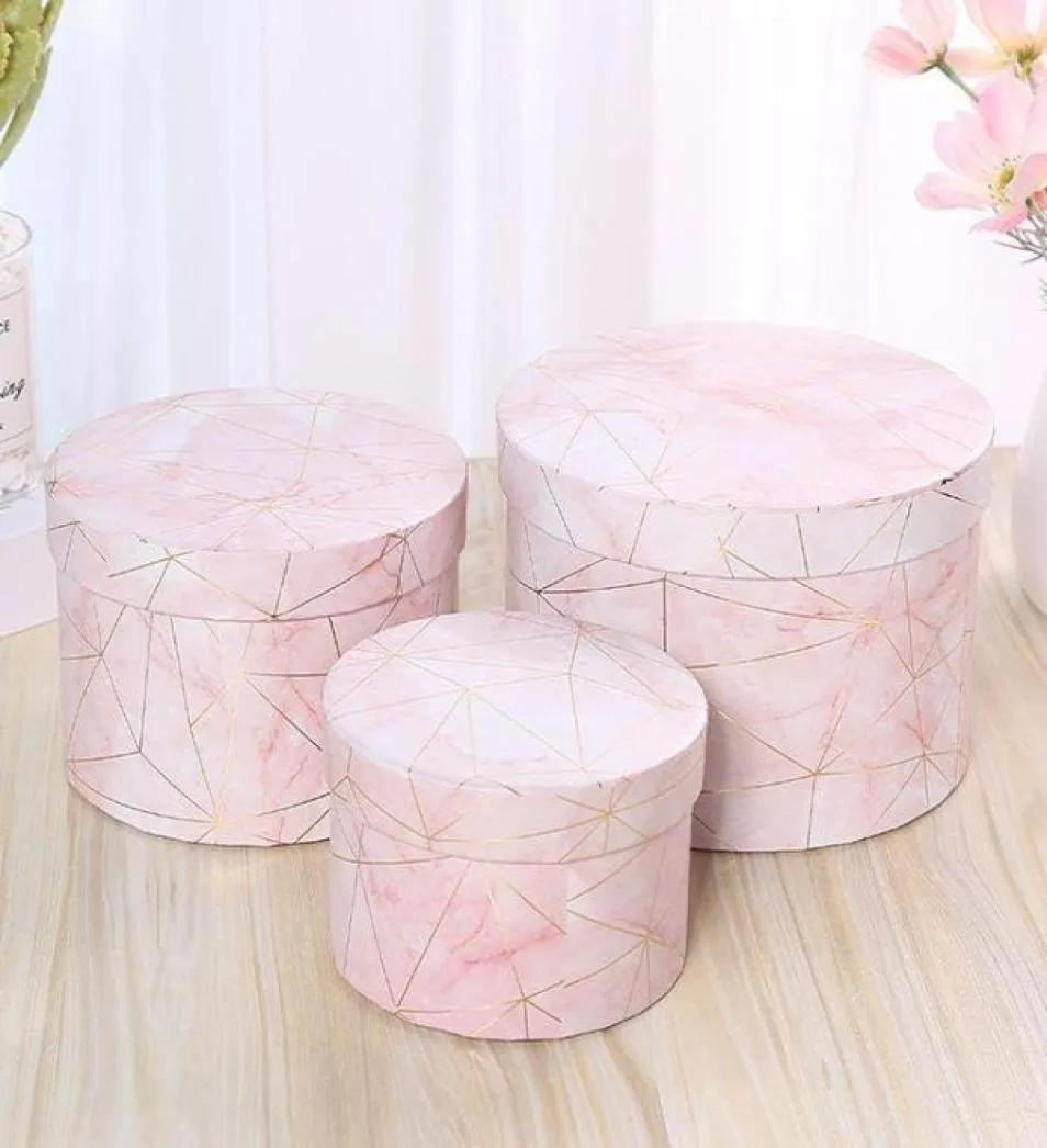 Round Flower Boxes With Lid Florist Paper Packaging Bucket Party Wedding Gift Box Home Candy Chocolate Gifts Storage Wrap2025981