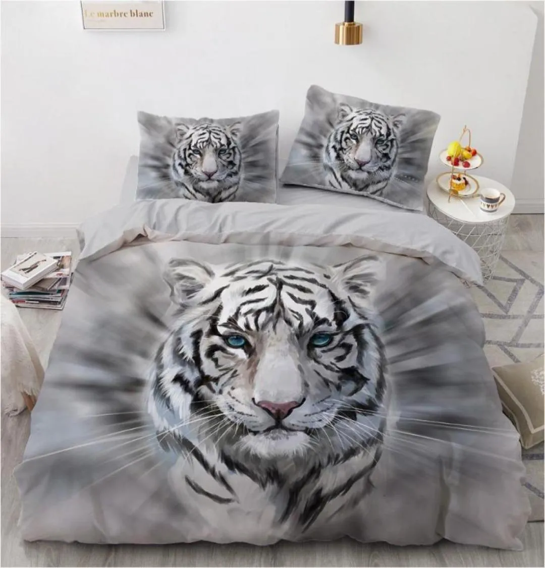 Set di biancheria da letto 3D set di copertura piuminata set di copertura con trapunta cusca di biancheria King Queen 203x230 cm Design tigre animale stampato 3584597