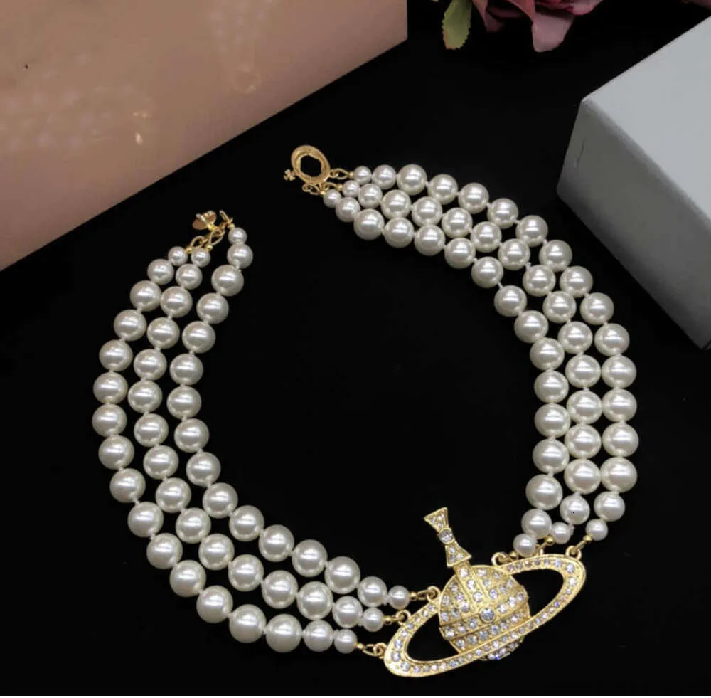 Pendant Necklaces Designer Letter Vivienes Chokers Luxury Women Fashion Jewelry Metal Pearl Necklace cjeweler Westwood 2118ess