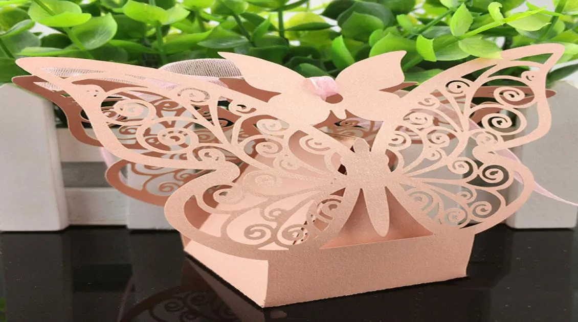 10pcs Butterfly Laser Cut Candy Box Favor and Gifts Box Chocolate Goście pudełko Baby Shower Wedding Dekoracja przyjęcia 2183406