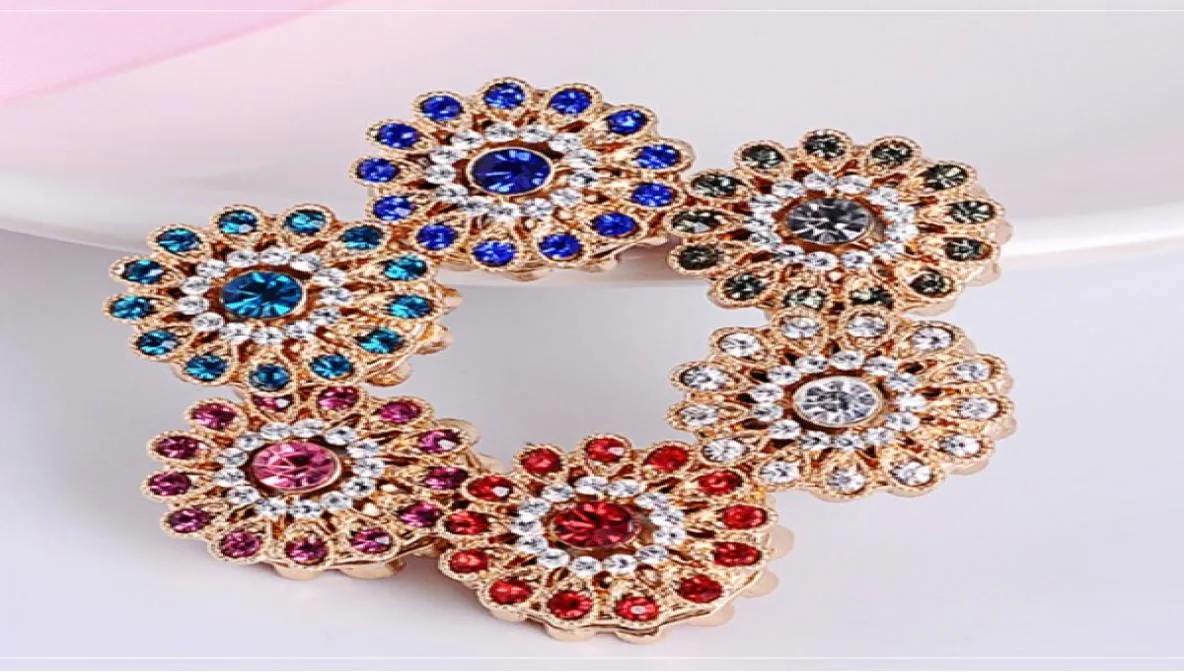 36 szt. Pinki magnetyczne w kształcie kwiatów dla szalików hidżabowych kolorowy guzik z magnesu rhinestone 5367246