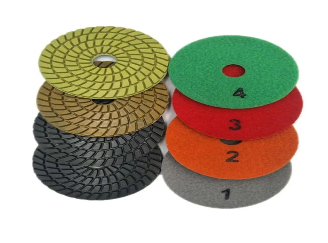 10 pièces 4 pouces d100 mm 4 étapes de plaquettes de polissage en résine aiguë en résine de résine de la résine en béton roue de broyage de sol pour broyage au sol 8543080