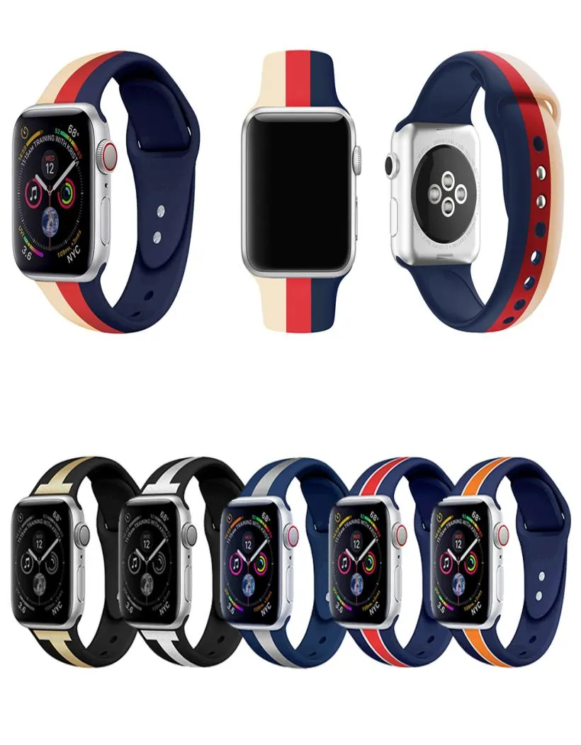 Silicone Stripe Sport Bracelet Soft Hasp Bracelet pour Apple Watch Band 38 mm 40mm 42 mm 44 mm pour Iwatch Strap Series 1 2 3 45297227