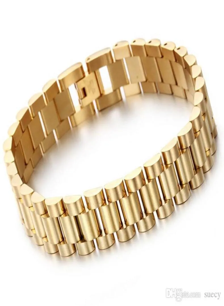 Bracciale da orologio da donna da uomo Hiphop Gold in acciaio inossidabile in acciaio inossidabile braccialetti di braccialetti Bangles9254589