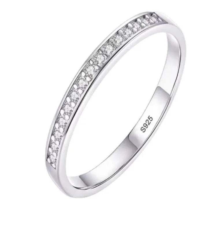 Bague de fiançailles des femmes Small Zirconia Diamond Half Eternity Wedding Band Solid 925 STERLING Silver Promise Anniversary Anniversary Rings R0121611471