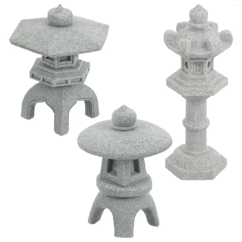 Figurines décoratives 3 pcs artisanat mini pagode lanterne statue lanternes japonaises modèles extérieurs décorations de jardin