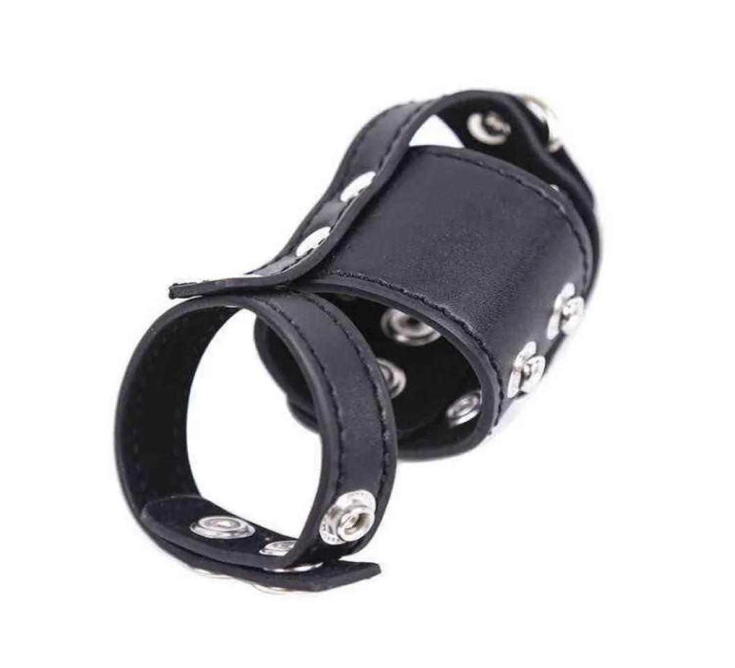 Penis Extender Cage Ring Dildo Restraints For Men Leather Cock Scrotum Bound Ball Stretcher Male 2107221544074