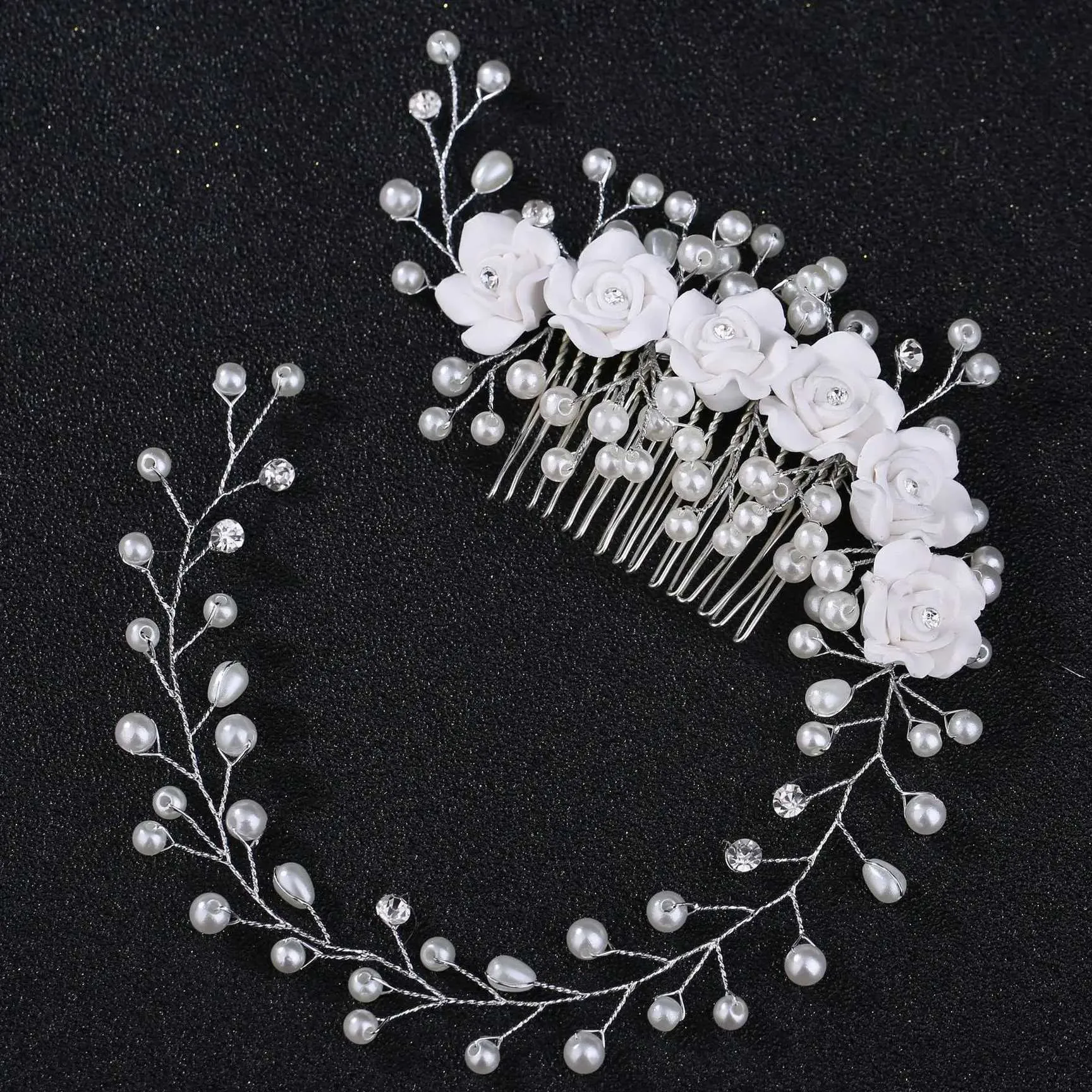 Tiaras Zarif Kristal Çiçek İnci Saç Kaçak Kafa Bandı Tiara saç tokası Kadın Gelin Partisi Düğün Gelin Saç Aksesuarları Takılar