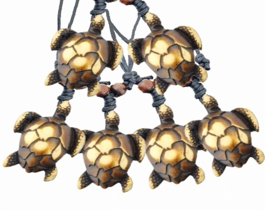 Ganzes coole 12 -pcs -Imitataionknochen geschnitzte schöne Meeresschildkröten Charms Anhänger Surf Halsketten Geschenk Mn443324887237365