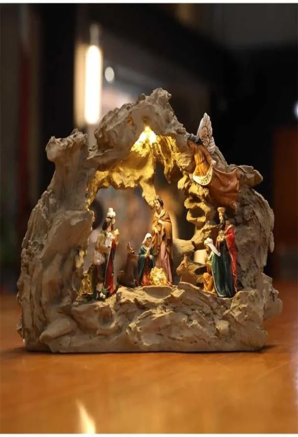 Zayton Nativity Scene Set Christmas Gift Holy Family Statue Christ Jesus Mary Joseph Katolsk figur Xmas Ornament Home Decor 225618770